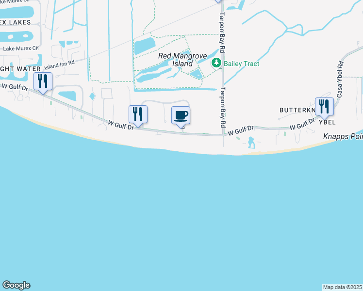 map of restaurants, bars, coffee shops, grocery stores, and more near C Angel Drive in Sanibel