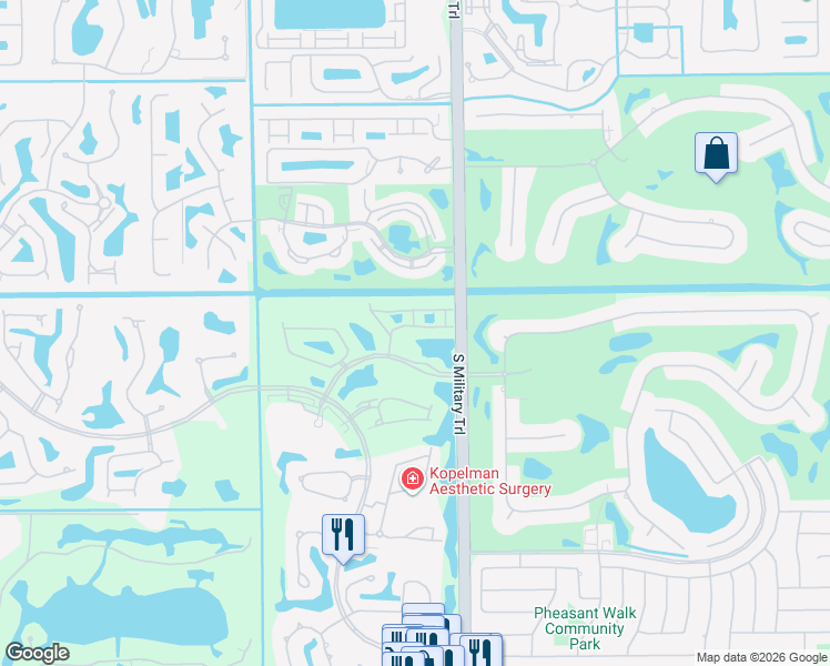 map of restaurants, bars, coffee shops, grocery stores, and more near 5030 Windsor Parke Drive in Boca Raton
