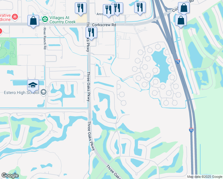 map of restaurants, bars, coffee shops, grocery stores, and more near 21991 Longleaf Trail Drive in Bonita Springs