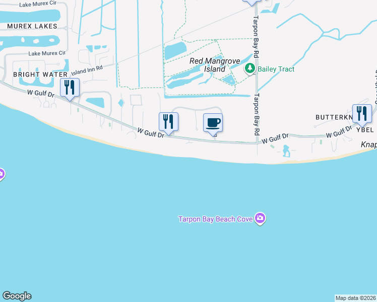 map of restaurants, bars, coffee shops, grocery stores, and more near C Kings Crown Drive in Sanibel