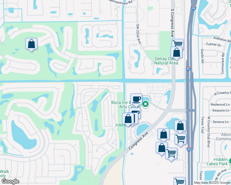 map of restaurants, bars, coffee shops, grocery stores, and more near 17132 Bermuda Village Drive in Boca Raton