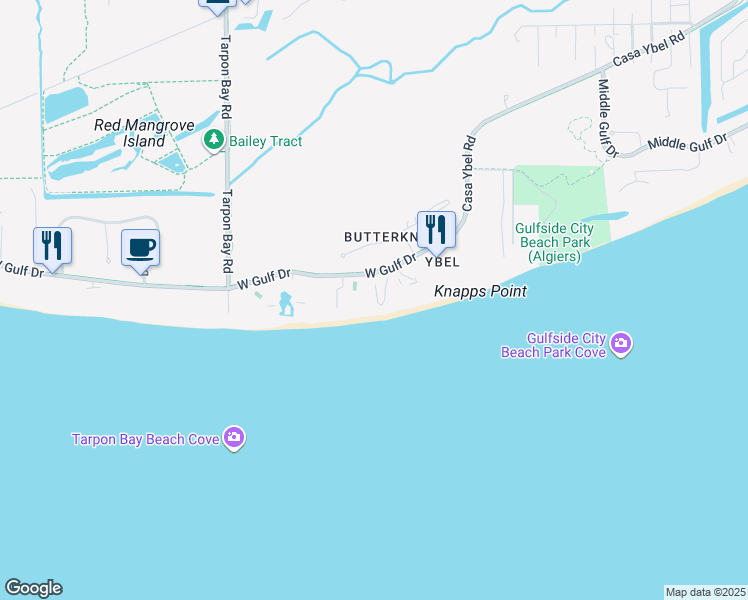 map of restaurants, bars, coffee shops, grocery stores, and more near 2265 West Gulf Drive in Sanibel