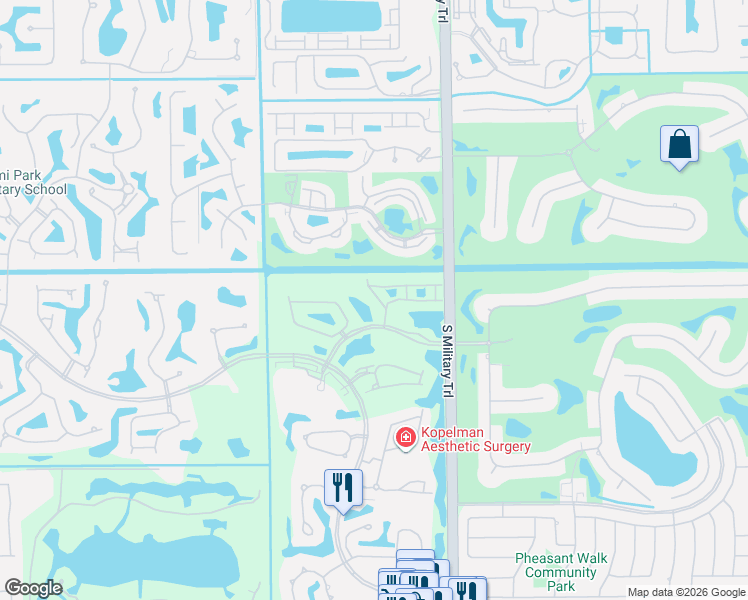 map of restaurants, bars, coffee shops, grocery stores, and more near 5287 Ascot Bend in Boca Raton
