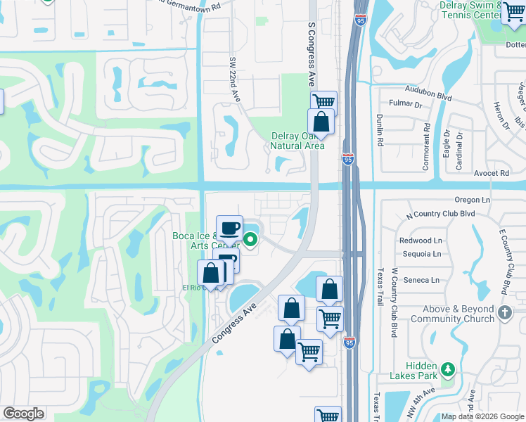map of restaurants, bars, coffee shops, grocery stores, and more near 870 Northwest 83rd Lane in Boca Raton