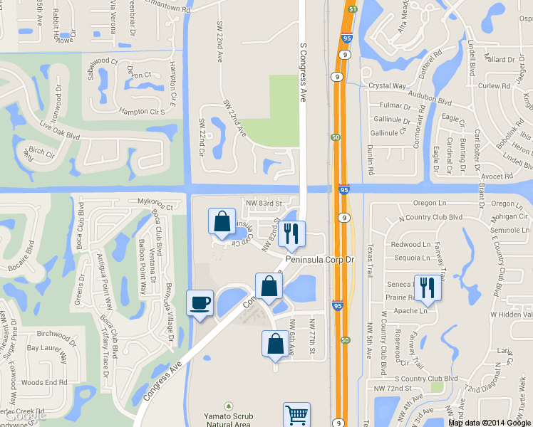 map of restaurants, bars, coffee shops, grocery stores, and more near 806 Northwest 82nd Place in Boca Raton