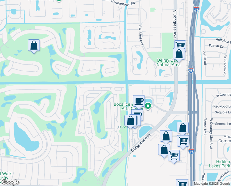 map of restaurants, bars, coffee shops, grocery stores, and more near 17156 Bermuda Village Drive in Boca Raton