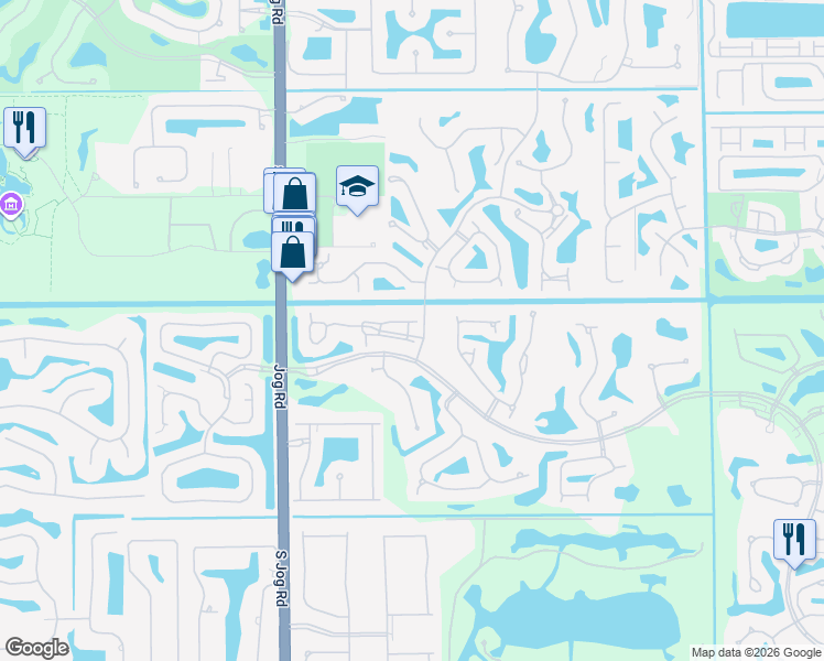 map of restaurants, bars, coffee shops, grocery stores, and more near 6333 Graycliff Drive in Boca Raton