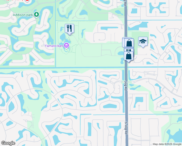 map of restaurants, bars, coffee shops, grocery stores, and more near 17096 Darlington Court in Boca Raton