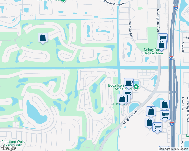 map of restaurants, bars, coffee shops, grocery stores, and more near 3795 Mykonos Court in Boca Raton