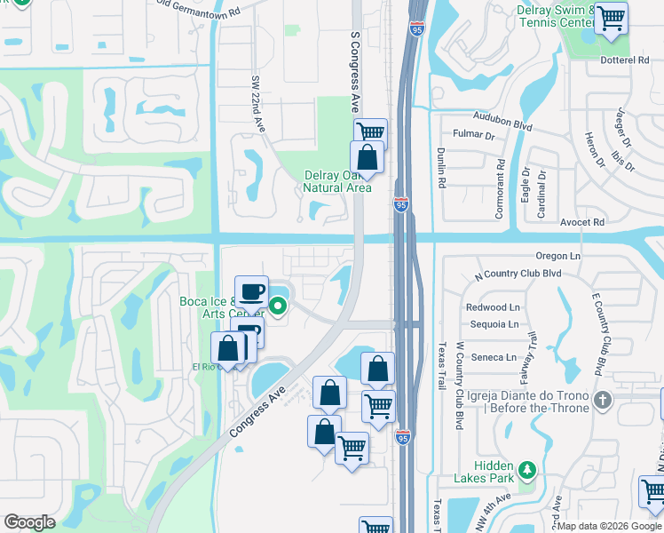 map of restaurants, bars, coffee shops, grocery stores, and more near 8300 Northwest 7th Court in Boca Raton