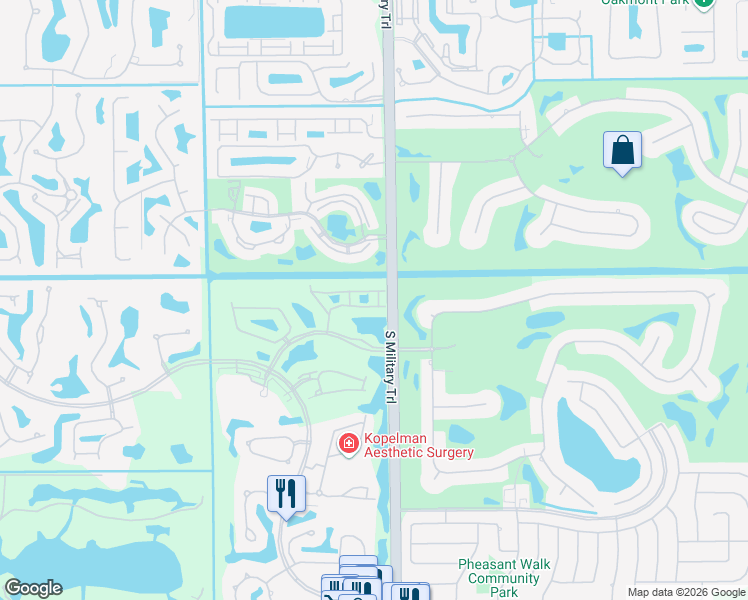 map of restaurants, bars, coffee shops, grocery stores, and more near 5114 Windsor Parke Drive in Boca Raton