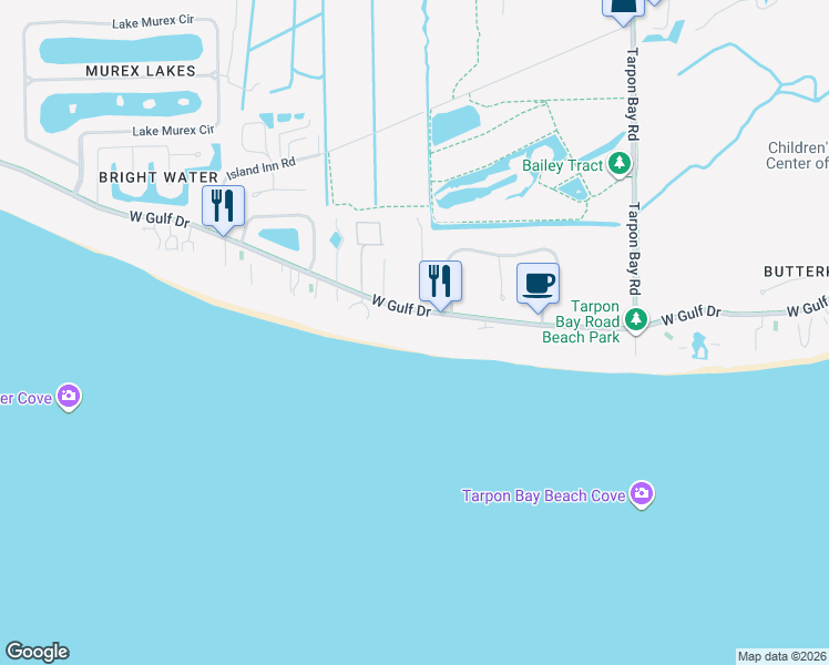 map of restaurants, bars, coffee shops, grocery stores, and more near 2823 West Gulf Drive in Sanibel