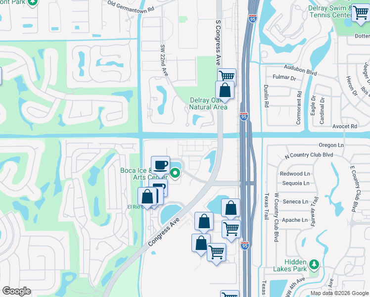 map of restaurants, bars, coffee shops, grocery stores, and more near 8309 Northwest 8th Way in Boca Raton