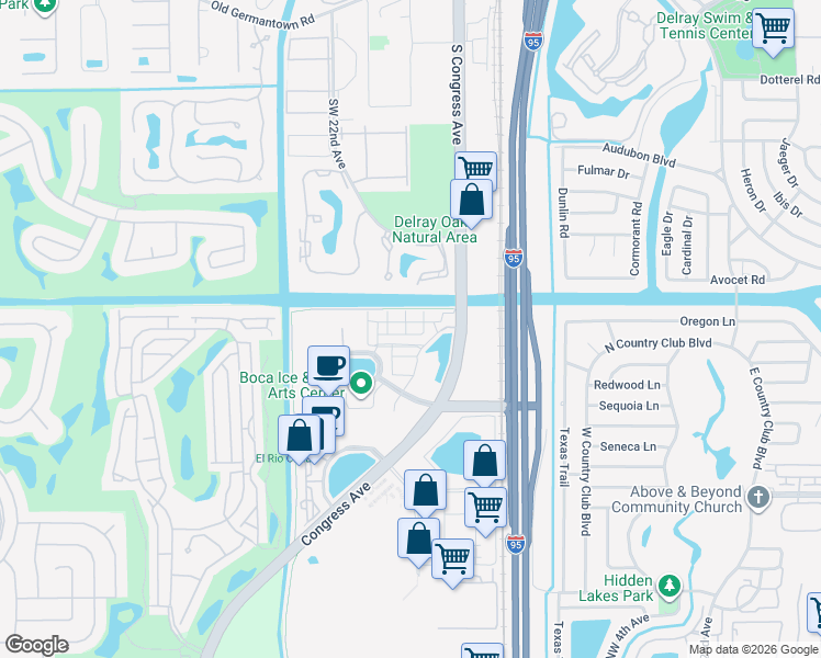 map of restaurants, bars, coffee shops, grocery stores, and more near 8308 Northwest 8th Terrace in Boca Raton