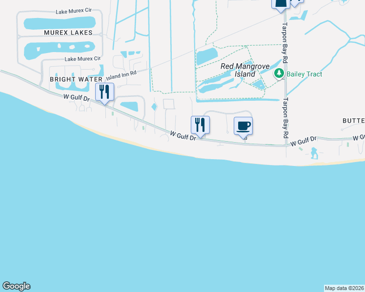 map of restaurants, bars, coffee shops, grocery stores, and more near 2823 West Gulf Drive in Sanibel