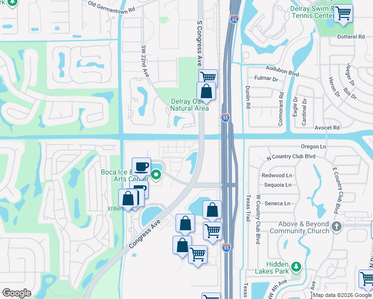 map of restaurants, bars, coffee shops, grocery stores, and more near 8314 Northwest 7th Court in Boca Raton