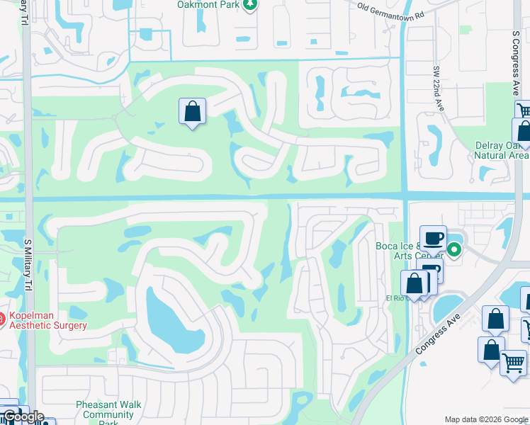 map of restaurants, bars, coffee shops, grocery stores, and more near 4364 Kasso Circle in Boca Raton