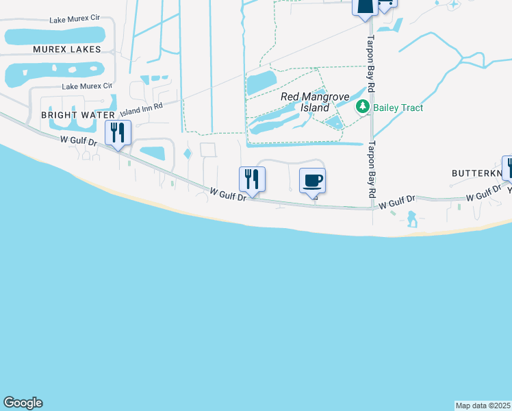 map of restaurants, bars, coffee shops, grocery stores, and more near 2761 West Gulf Drive in Sanibel