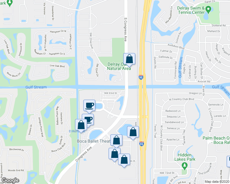 map of restaurants, bars, coffee shops, grocery stores, and more near 8335 Northwest 7th Court in Boca Raton