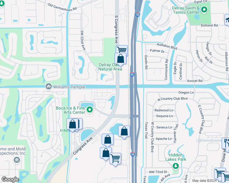 map of restaurants, bars, coffee shops, grocery stores, and more near 708 Northwest 83rd Place in Boca Raton