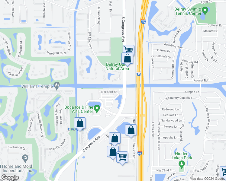 map of restaurants, bars, coffee shops, grocery stores, and more near 8331 Northwest 7th Court in Boca Raton