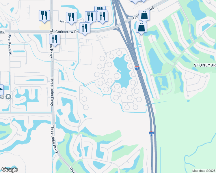 map of restaurants, bars, coffee shops, grocery stores, and more near 10851 Barred Owl Circle in Estero