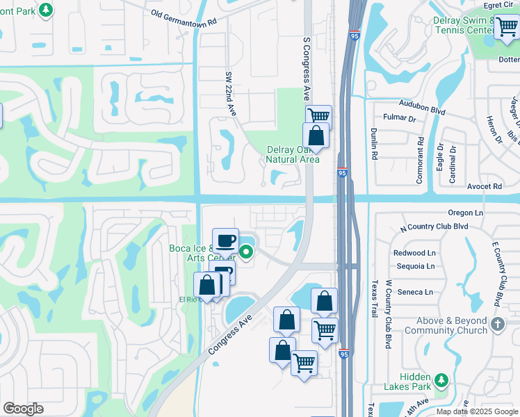 map of restaurants, bars, coffee shops, grocery stores, and more near 8335 Northwest 8 Way in Boca Raton
