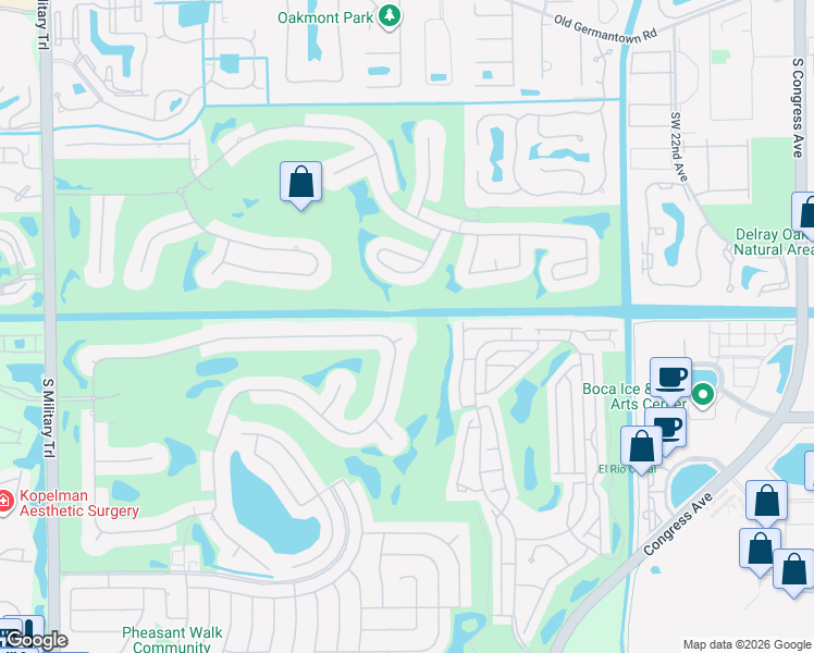 map of restaurants, bars, coffee shops, grocery stores, and more near 4364 Kasso Circle in Boca Raton