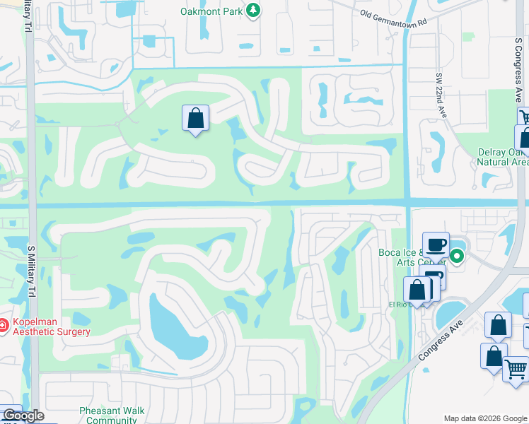 map of restaurants, bars, coffee shops, grocery stores, and more near 4364 Kasso Circle in Boca Raton