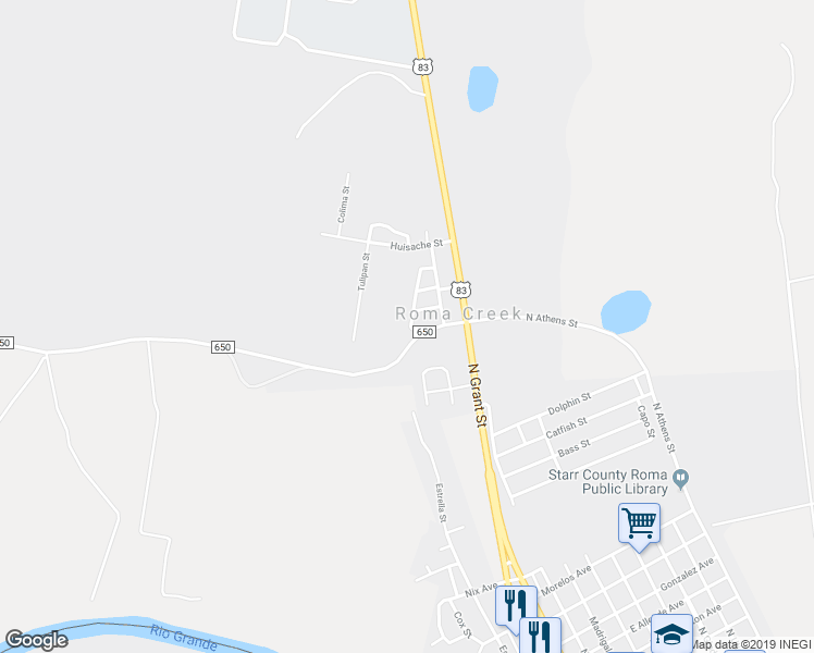 map of restaurants, bars, coffee shops, grocery stores, and more near 27 Maple Street in Roma
