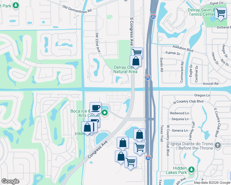 map of restaurants, bars, coffee shops, grocery stores, and more near 8335 Northwest 7th Court in Boca Raton