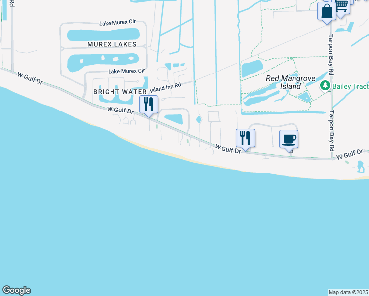 map of restaurants, bars, coffee shops, grocery stores, and more near 3033 West Gulf Drive in Sanibel