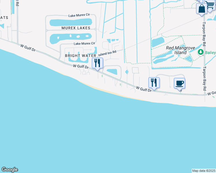 map of restaurants, bars, coffee shops, grocery stores, and more near 3033 West Gulf Drive in Sanibel