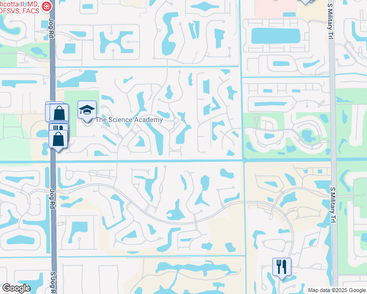 map of restaurants, bars, coffee shops, grocery stores, and more near Willow Creek Drive in Delray Beach