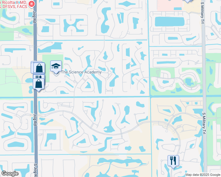 map of restaurants, bars, coffee shops, grocery stores, and more near 16866 Isle of Palms Drive in Delray Beach