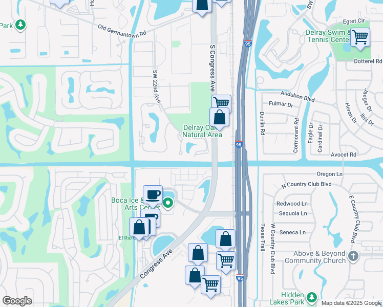 map of restaurants, bars, coffee shops, grocery stores, and more near 3122 Southwest 20th Terrace in Delray Beach