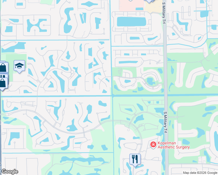 map of restaurants, bars, coffee shops, grocery stores, and more near 5533 Forest Oaks Terrace in Delray Beach