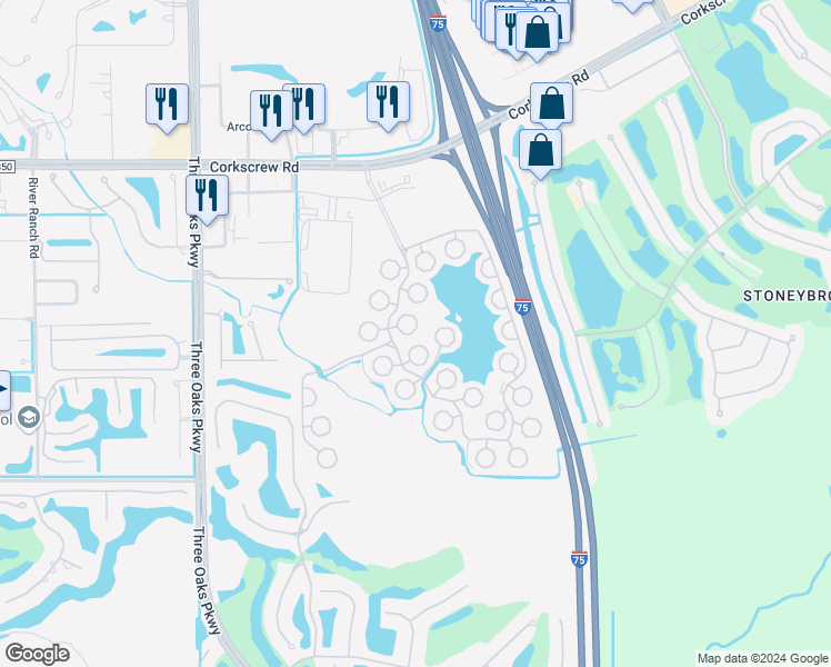 map of restaurants, bars, coffee shops, grocery stores, and more near 10729 San Tropez Circle in Estero