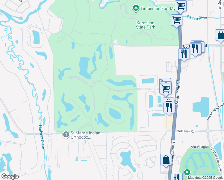 map of restaurants, bars, coffee shops, grocery stores, and more near 21381 Pelican Sound Drive in Estero