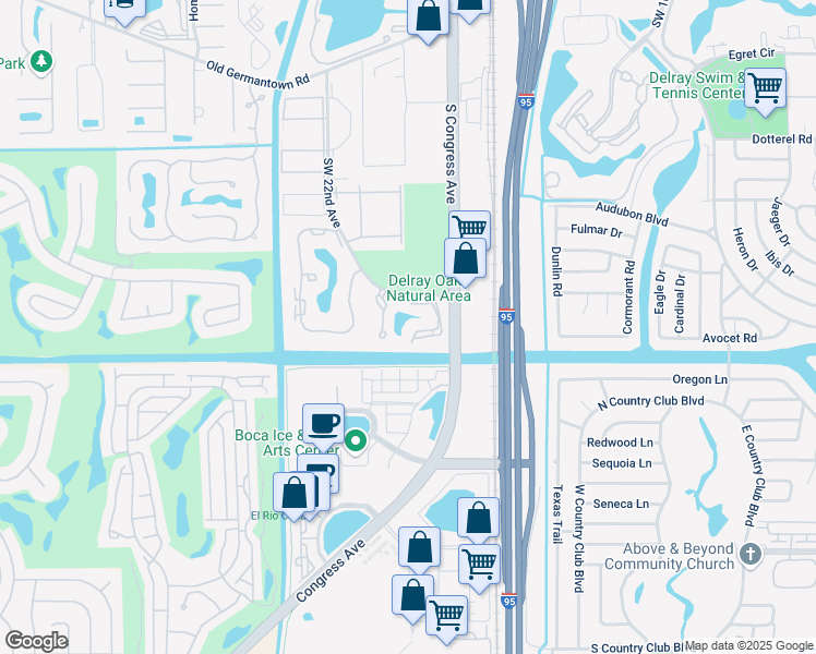 map of restaurants, bars, coffee shops, grocery stores, and more near 3122 Southwest 20th Terrace in Delray Beach