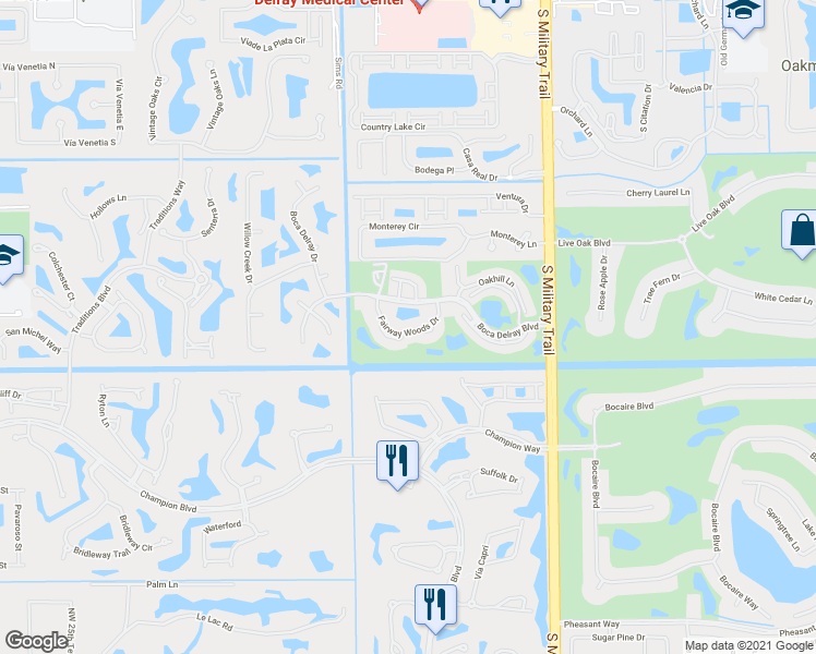 map of restaurants, bars, coffee shops, grocery stores, and more near 5186 Golfview Court in Delray Beach