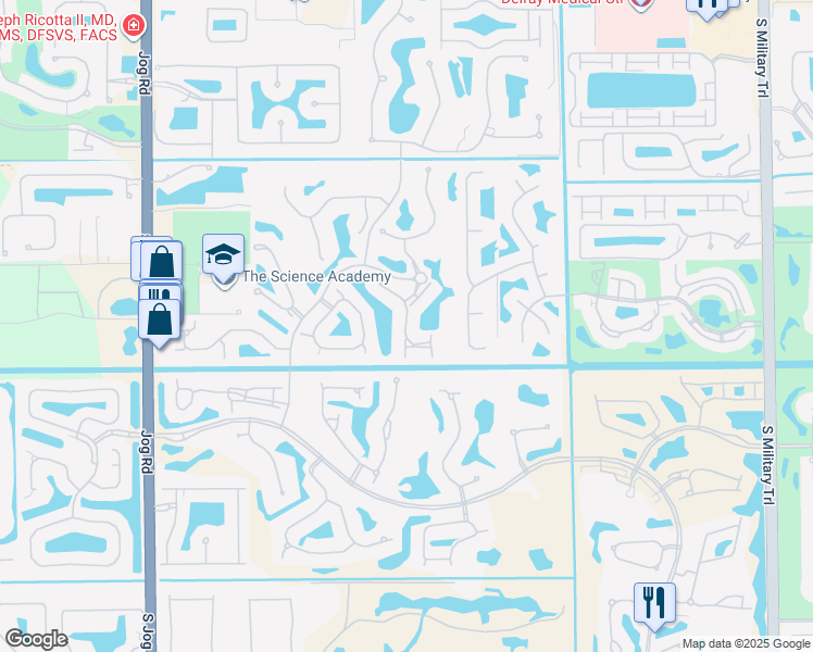 map of restaurants, bars, coffee shops, grocery stores, and more near 16866 Isle of Palms Drive in Delray Beach