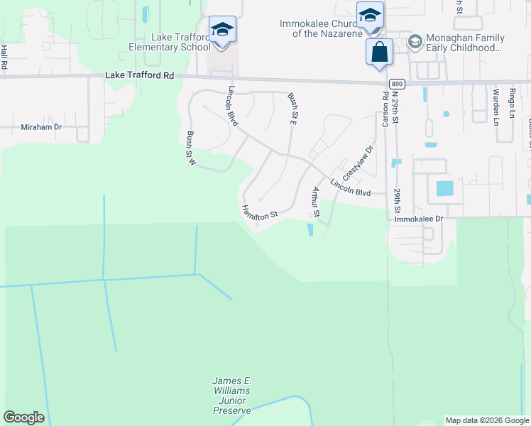 map of restaurants, bars, coffee shops, grocery stores, and more near 1032 Hamilton Street in Immokalee