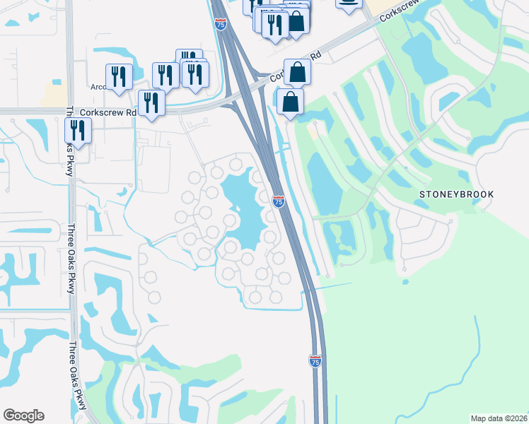 map of restaurants, bars, coffee shops, grocery stores, and more near 10712 Red Cardinal Circle Southeast in Estero