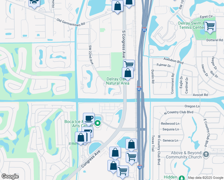 map of restaurants, bars, coffee shops, grocery stores, and more near 3122 Southwest 20th Terrace in Delray Beach