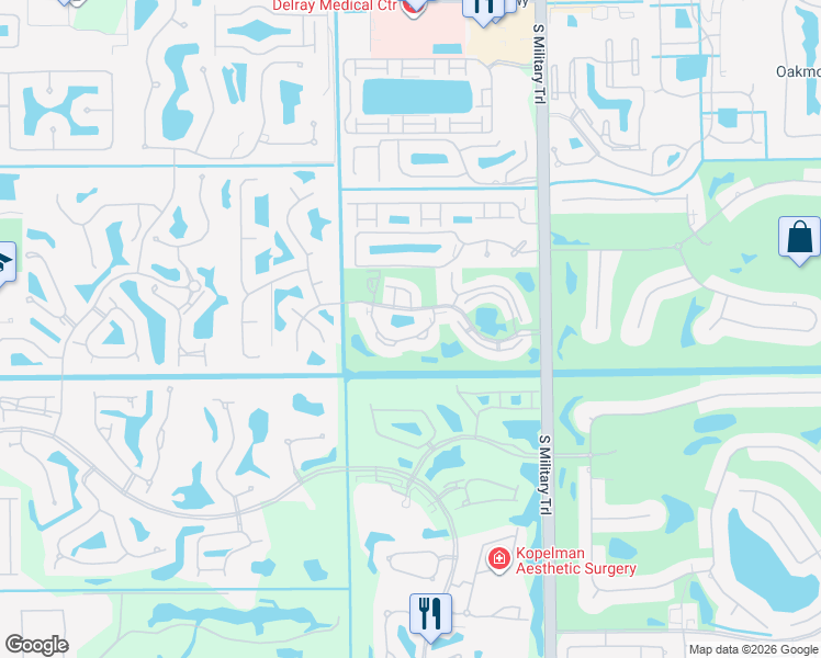 map of restaurants, bars, coffee shops, grocery stores, and more near 5186 Golfview Court in Delray Beach