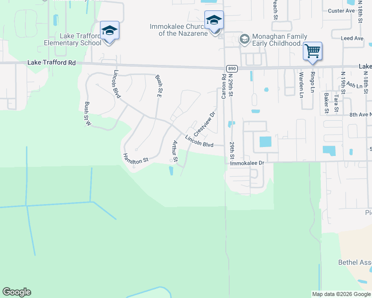 map of restaurants, bars, coffee shops, grocery stores, and more near 802 Franklin Court in Immokalee