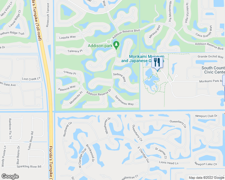 map of restaurants, bars, coffee shops, grocery stores, and more near 7397 Sarimento Place in Delray Beach