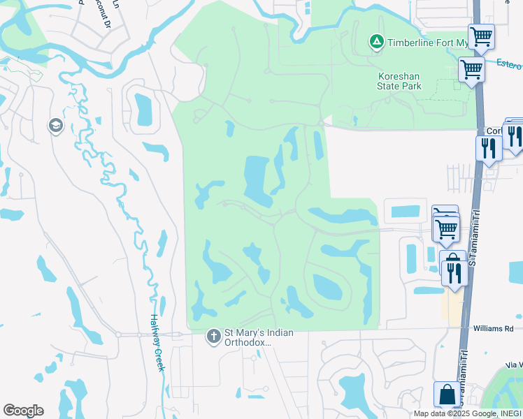 map of restaurants, bars, coffee shops, grocery stores, and more near 21430 Pelican Sound Drive in Estero