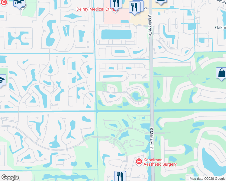 map of restaurants, bars, coffee shops, grocery stores, and more near 5294 10th Fairway Drive in Delray Beach